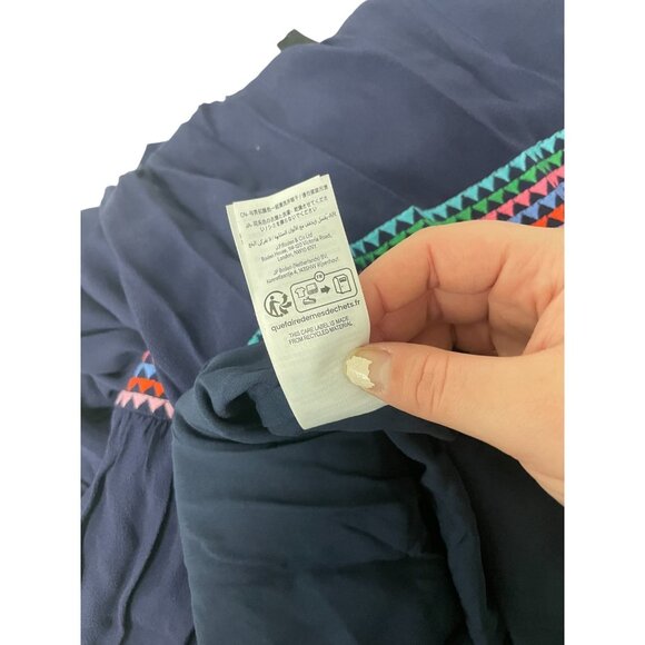 Boden Womens Yoke Midi Dress Size UK 14R US 10 R Navy Blue Embroidered D1130 NWT - Picture 9 of 12